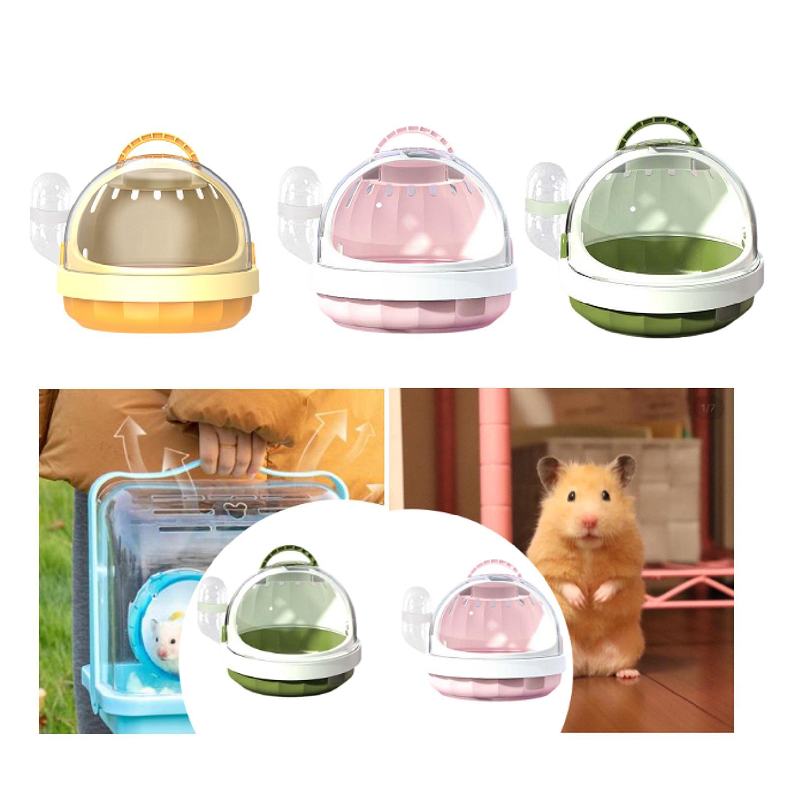 Hamster Carrier Cage with Water Bottle Habitat Hamster Travel Carrier Pet Outgoing Cage for Chinchilla Hedgehog Dwarf Hamster