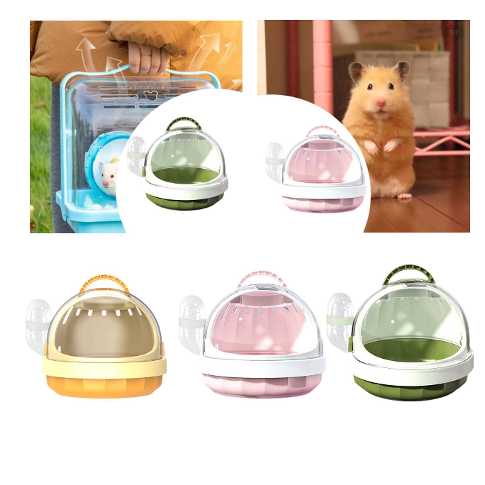 Hamster Carrier Cage with Water Bottle Habitat Hamster Travel Carrier Pet Outgoing Cage for Chinchilla Hedgehog Dwarf Hamster